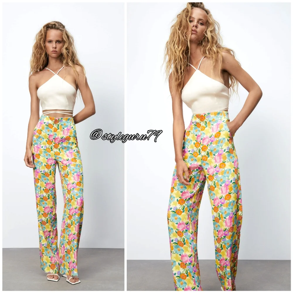 NWT, ZARA, Floral Printed Trousers